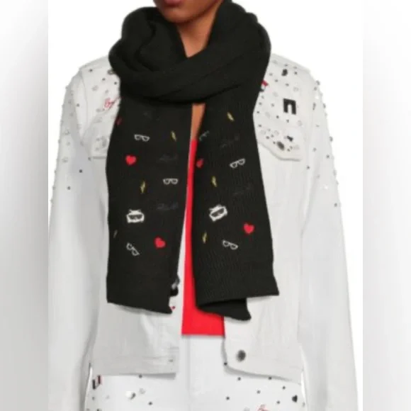 KARL LAGERFELD PARIS Karl Icon-Embroidered Scarf nwt - Picture 1 of 3